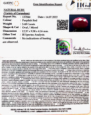 5.48/CT Natural Indian Ruby with Govt. Lab Certificate-2331